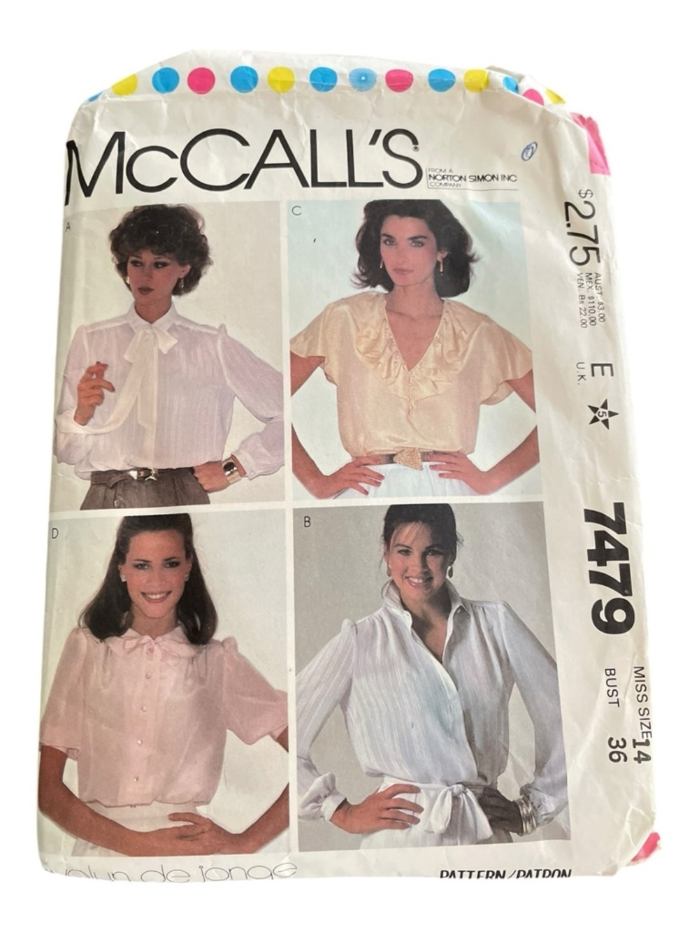 Five Vintage McCall's & Butterick Sewing Patterns Women’s Classic Blouses. - Picture 5 of 15